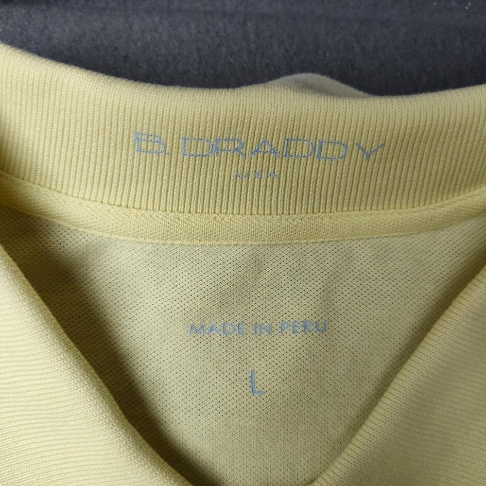 B. Draddy Polo Shirt Mens Large Yellow Pima Cotton Stretch Golf Crest Logo Patch - Picture 7 of 11